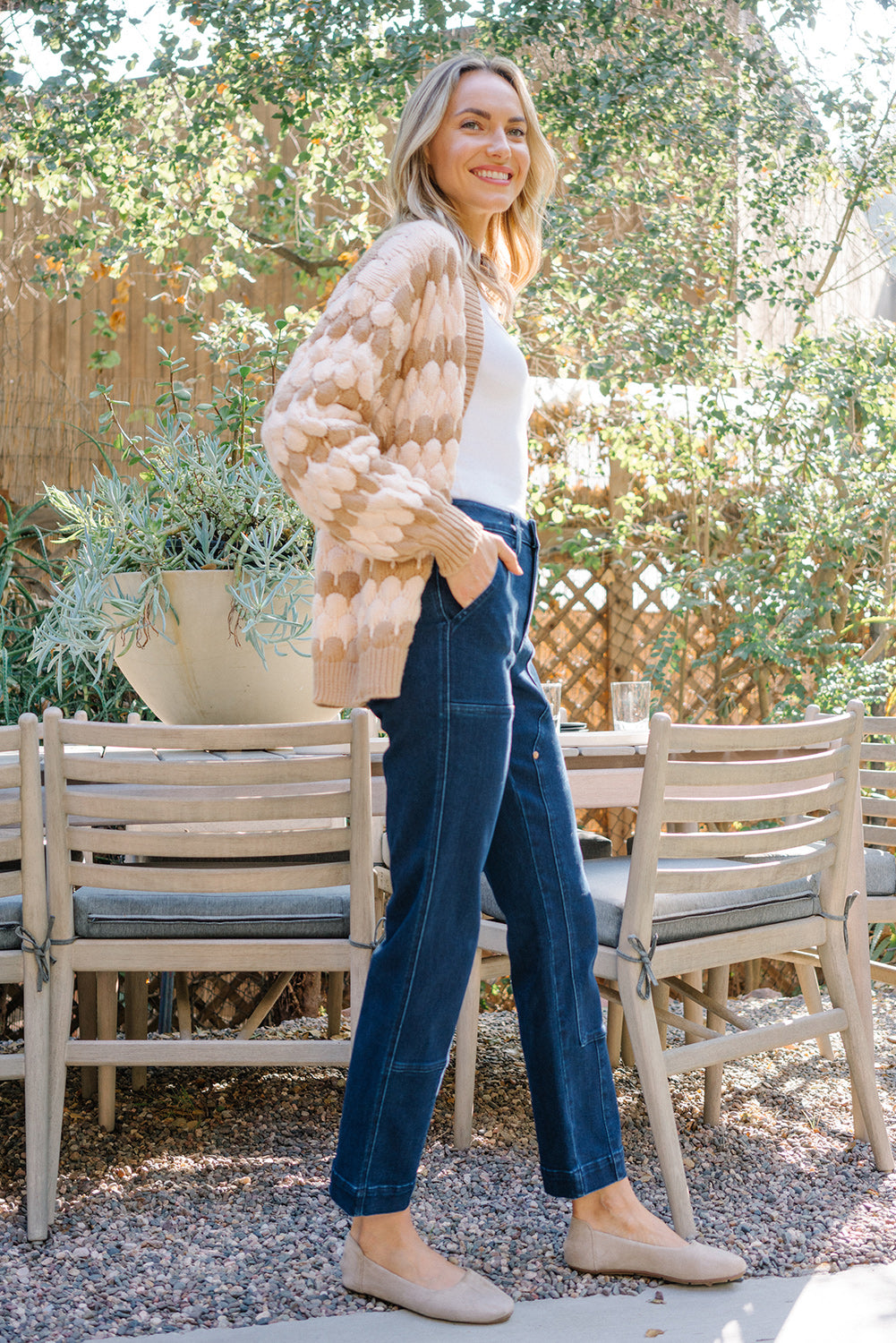 Leslie High Rise Work Wear Knee Patch Straight Jeans - Image 2