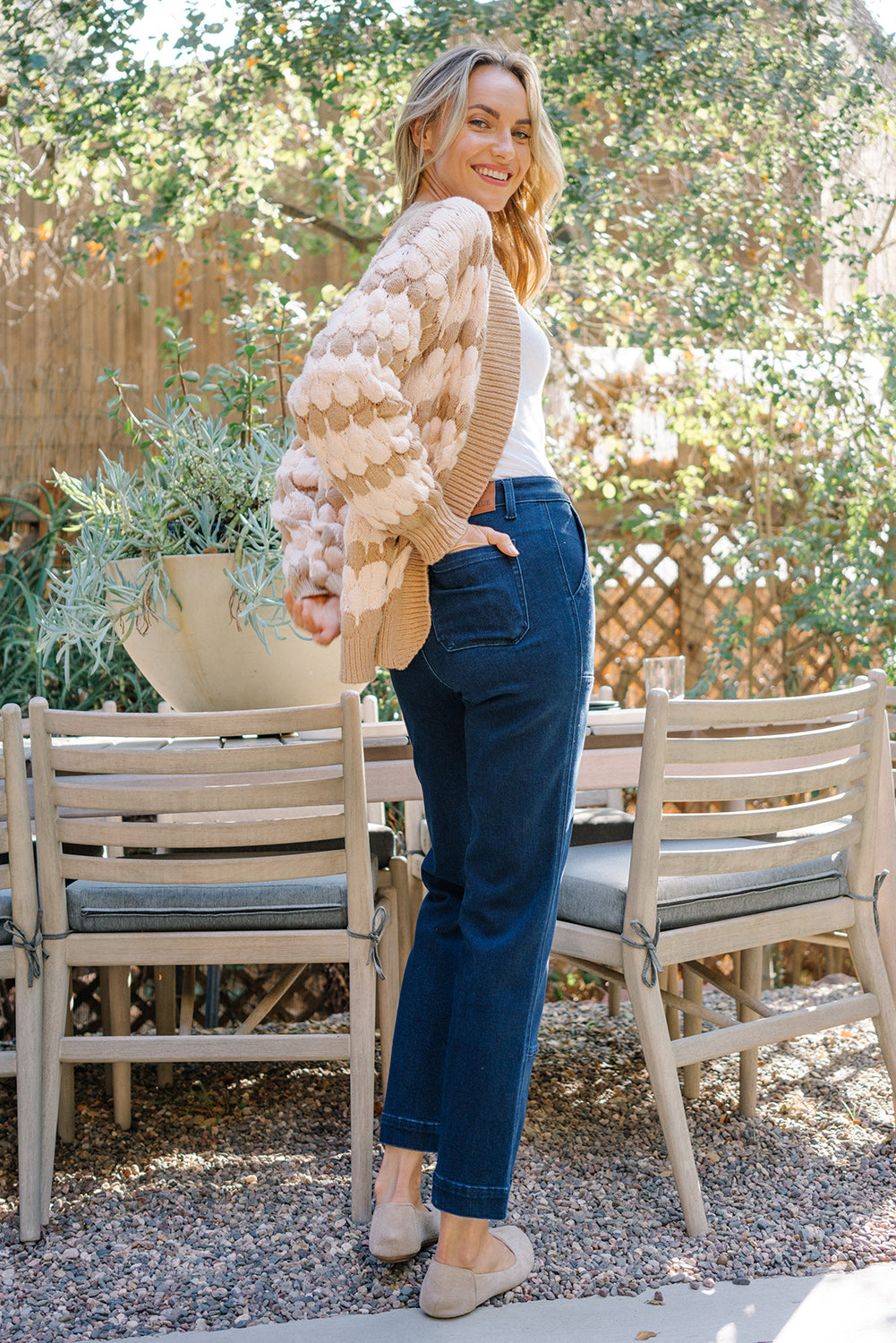 Leslie High Rise Work Wear Knee Patch Straight Jeans - Image 4