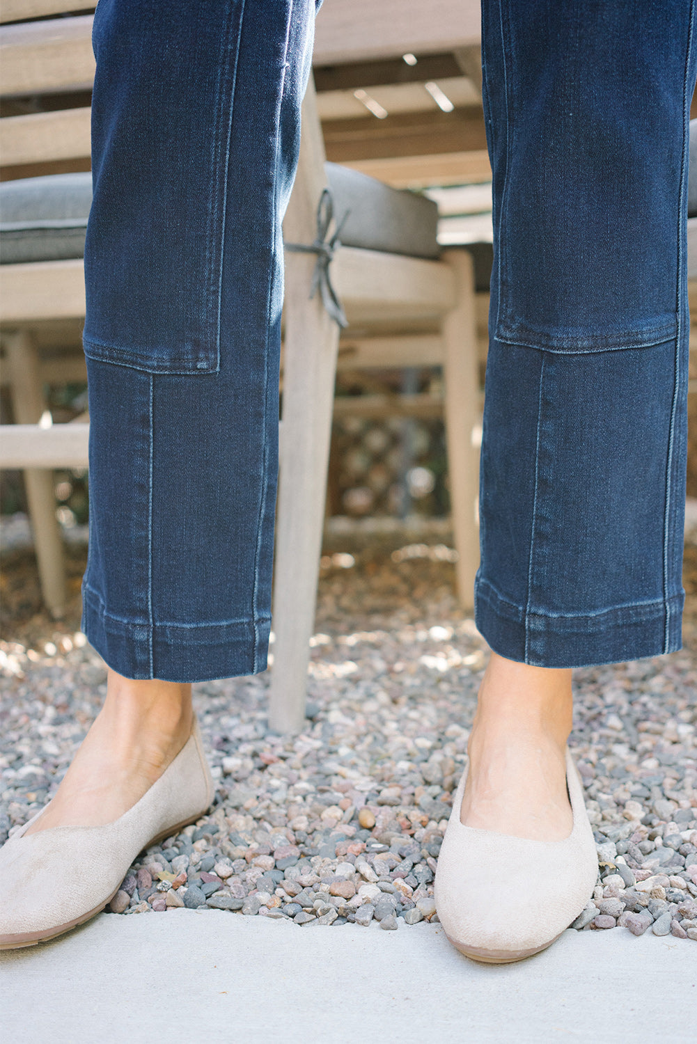 Leslie High Rise Work Wear Knee Patch Straight Jeans - Image 7