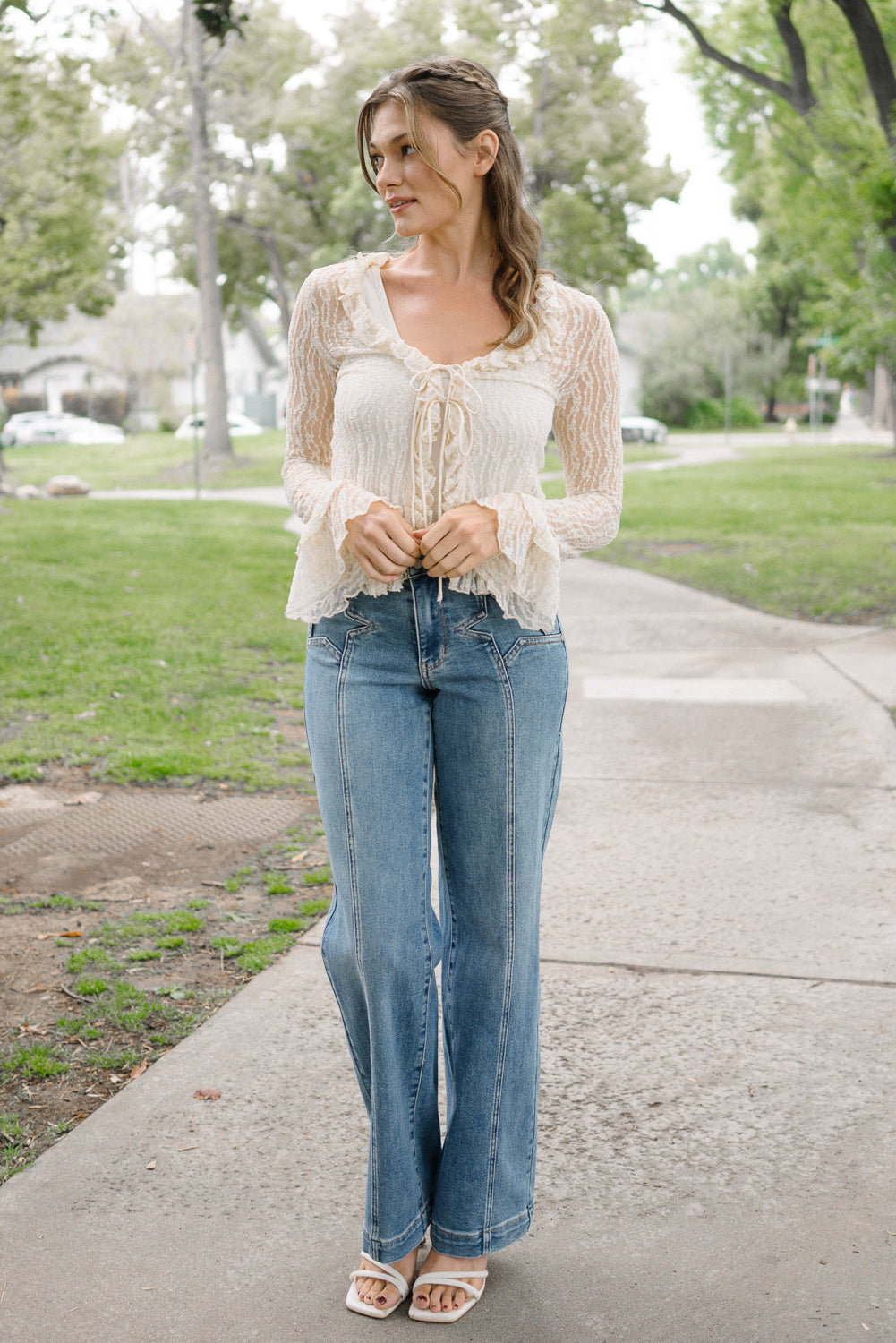 Eliza High Rise Wide Legs with Starry Flair