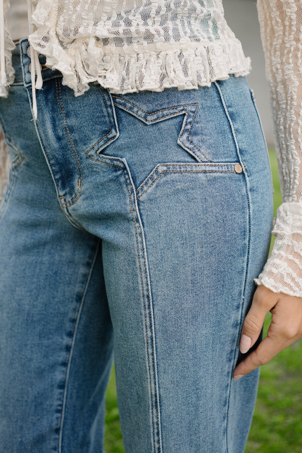 Eliza High Rise Wide Legs with Starry Flair - Image 4