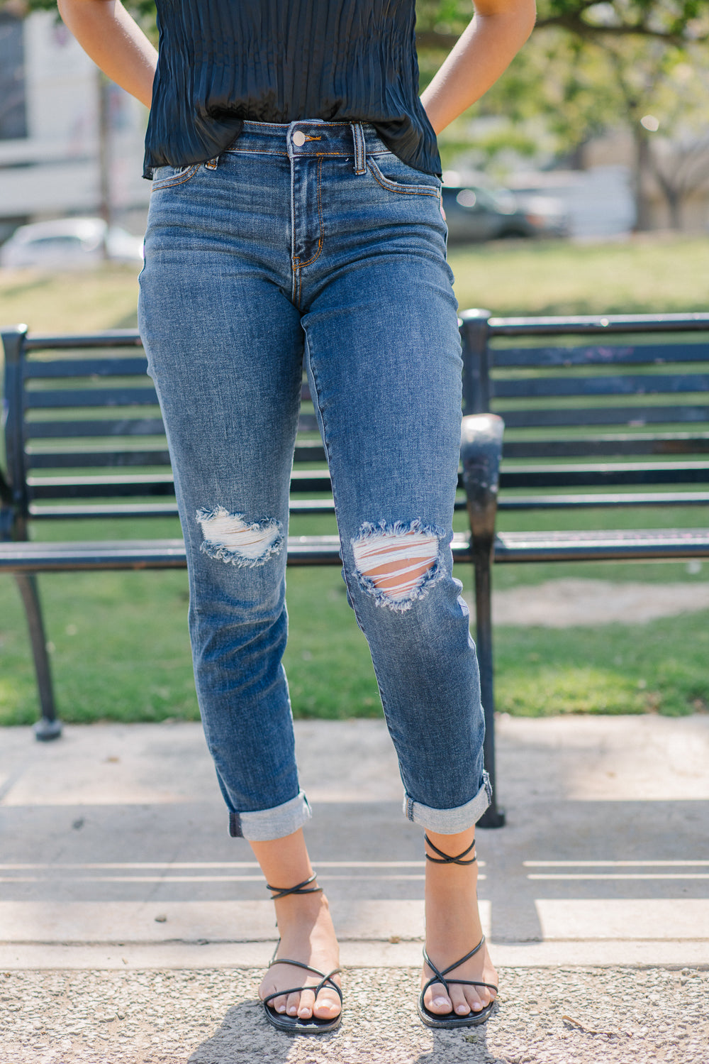Erin Mid Rise Distressed Slim Jeans - Image 2