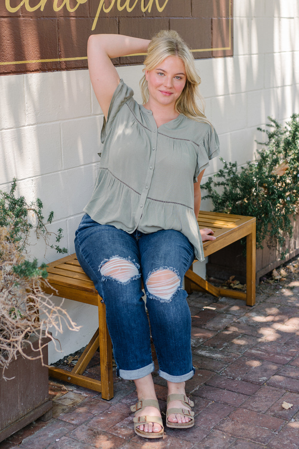 Erin Mid Rise Distressed Slim Jeans - PLUS - Image 3