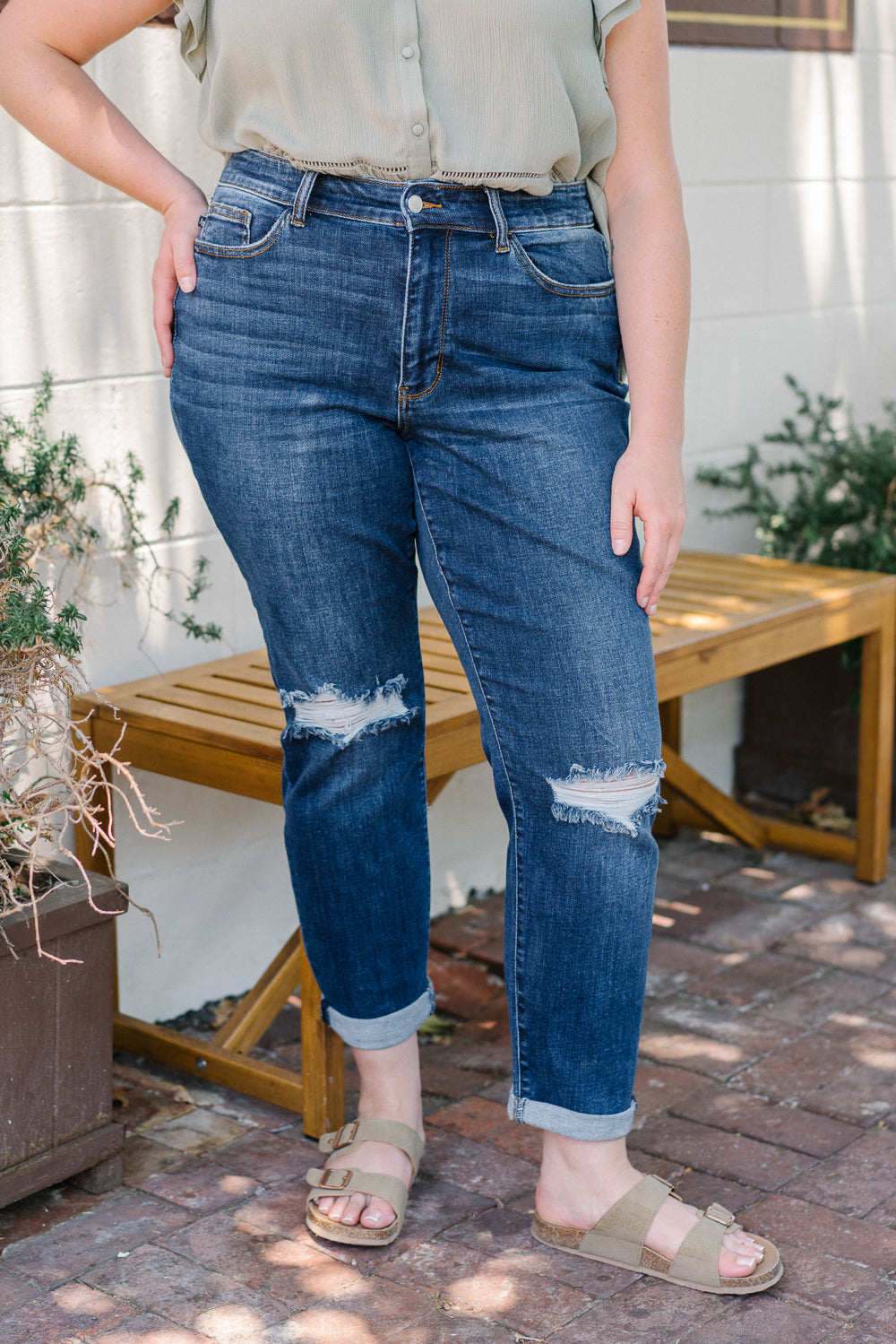 Erin Mid Rise Distressed Slim Jeans - PLUS - Image 4