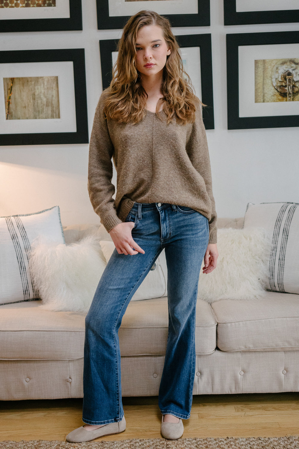 Tanya Mid Rise Thermal Bootcut Jeans