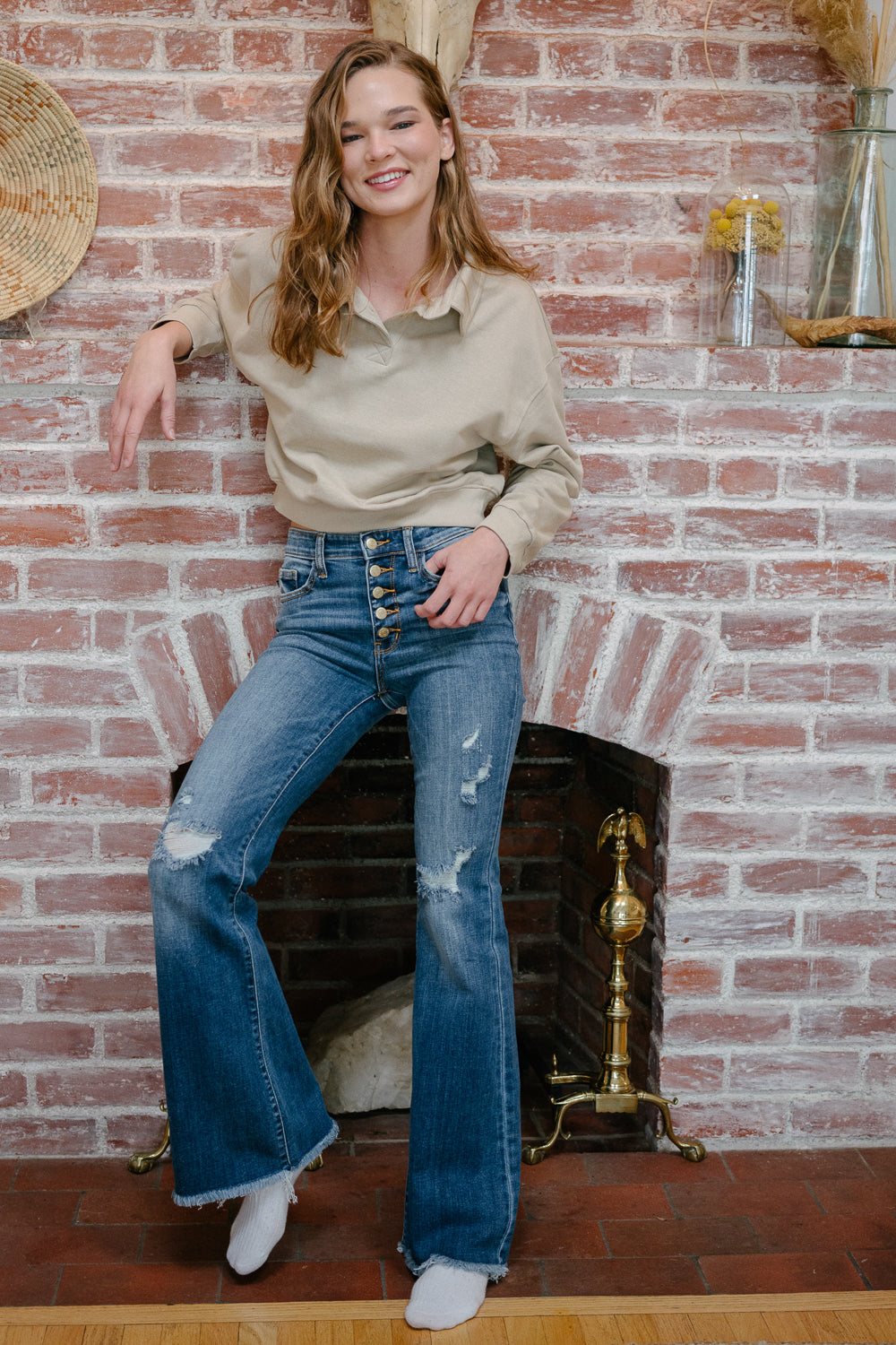Indie Mid Rise Flare Jeans – Buttoned Up and Ready to Flaunt