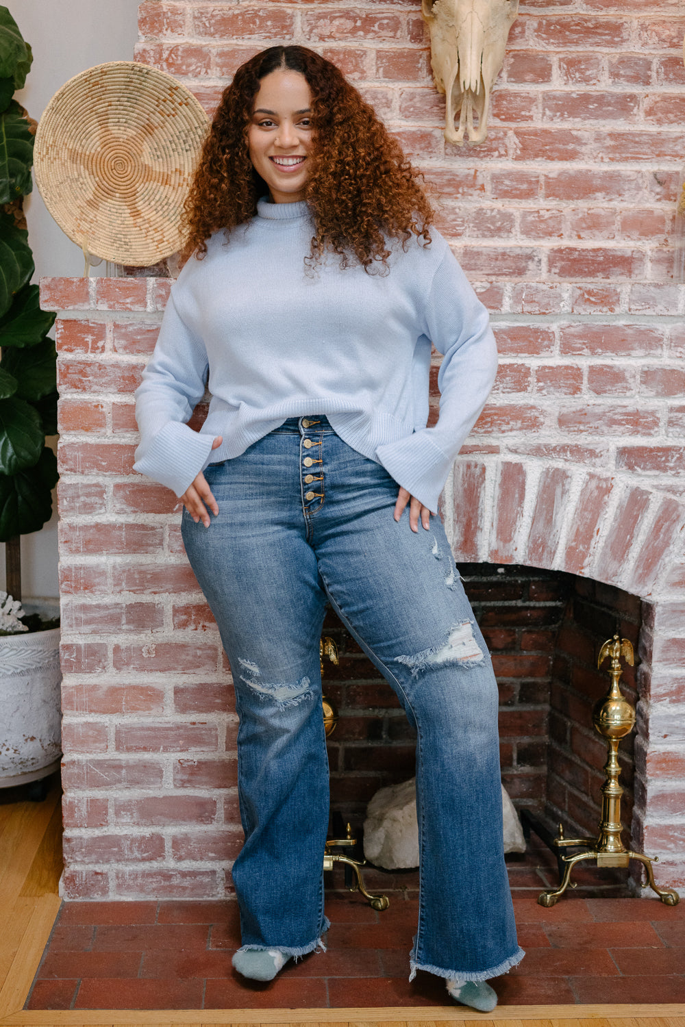 Indie Mid Rise Flare Jeans – Buttoned Up and Ready to Flaunt – PLUS