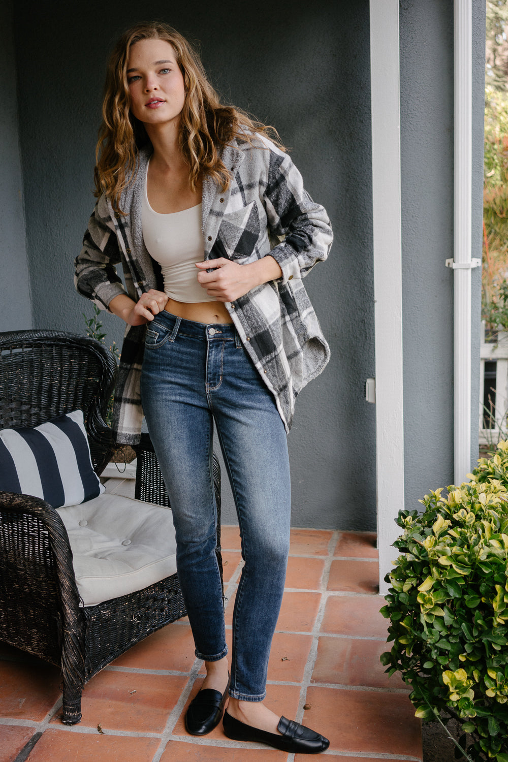 Jennifer Mid Rise Thermal Skinny Jeans