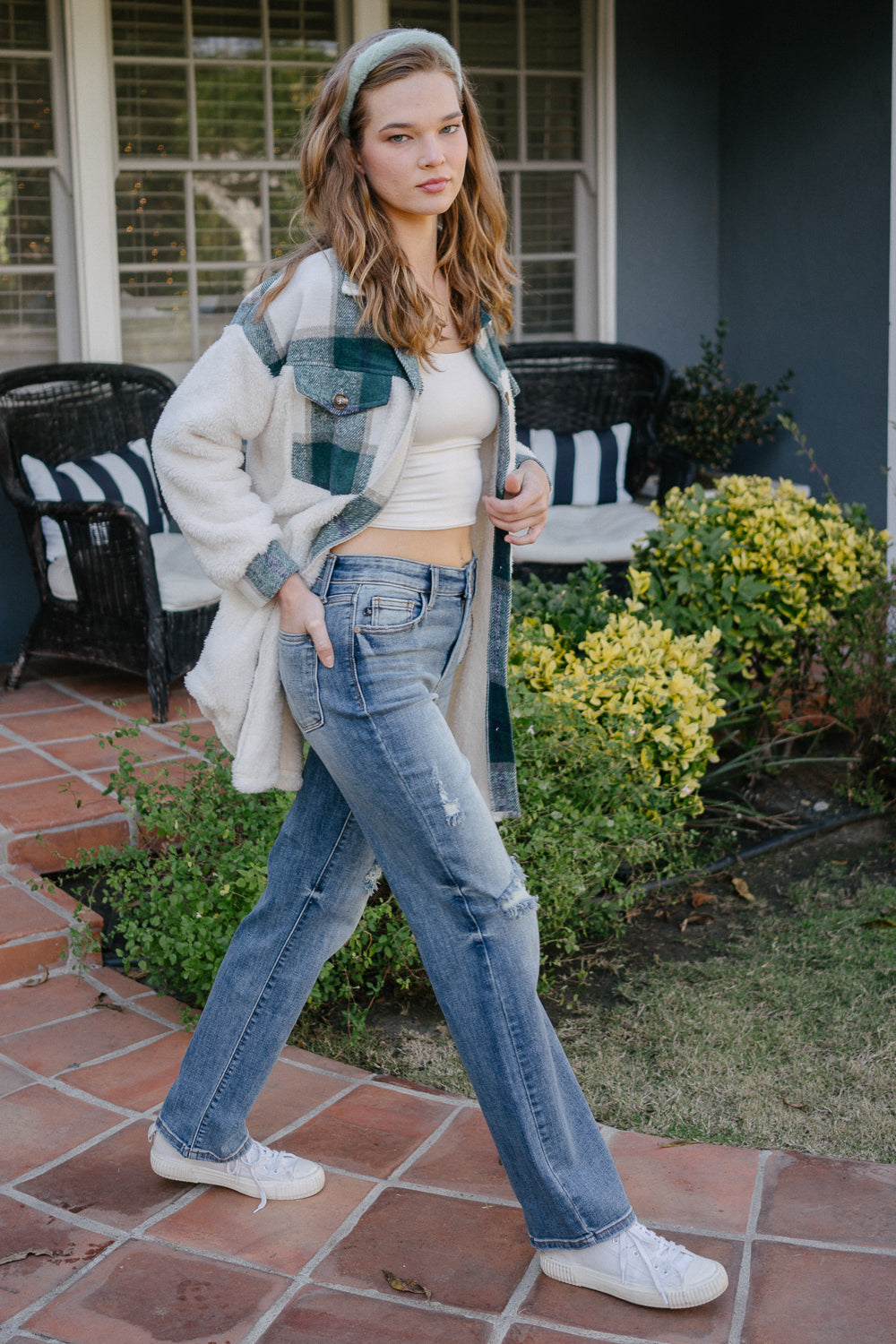 Kaylee High Waist Distressed Dad Jeans - Image 2