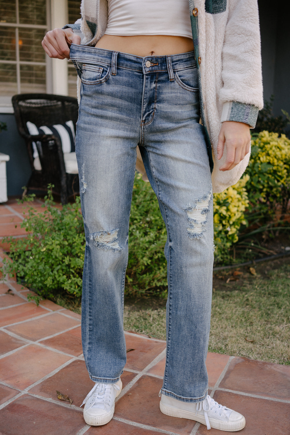 Kaylee High Waist Distressed Dad Jeans - Image 4