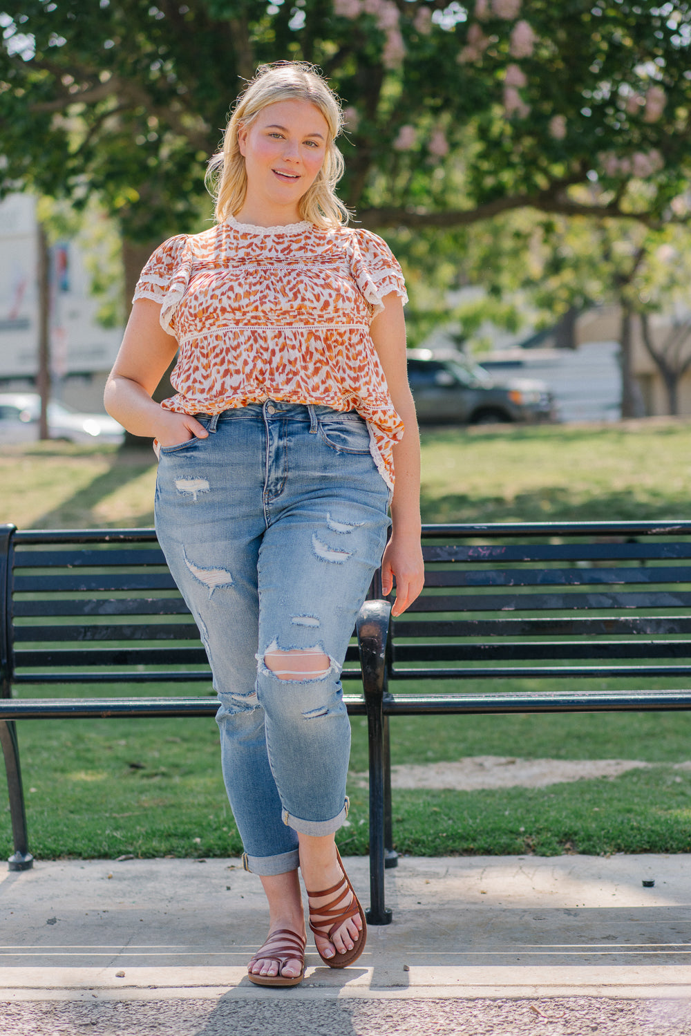 Haylee High Rise Cuffed Boyfriend Ripped Jeans - PLUS - Image 2