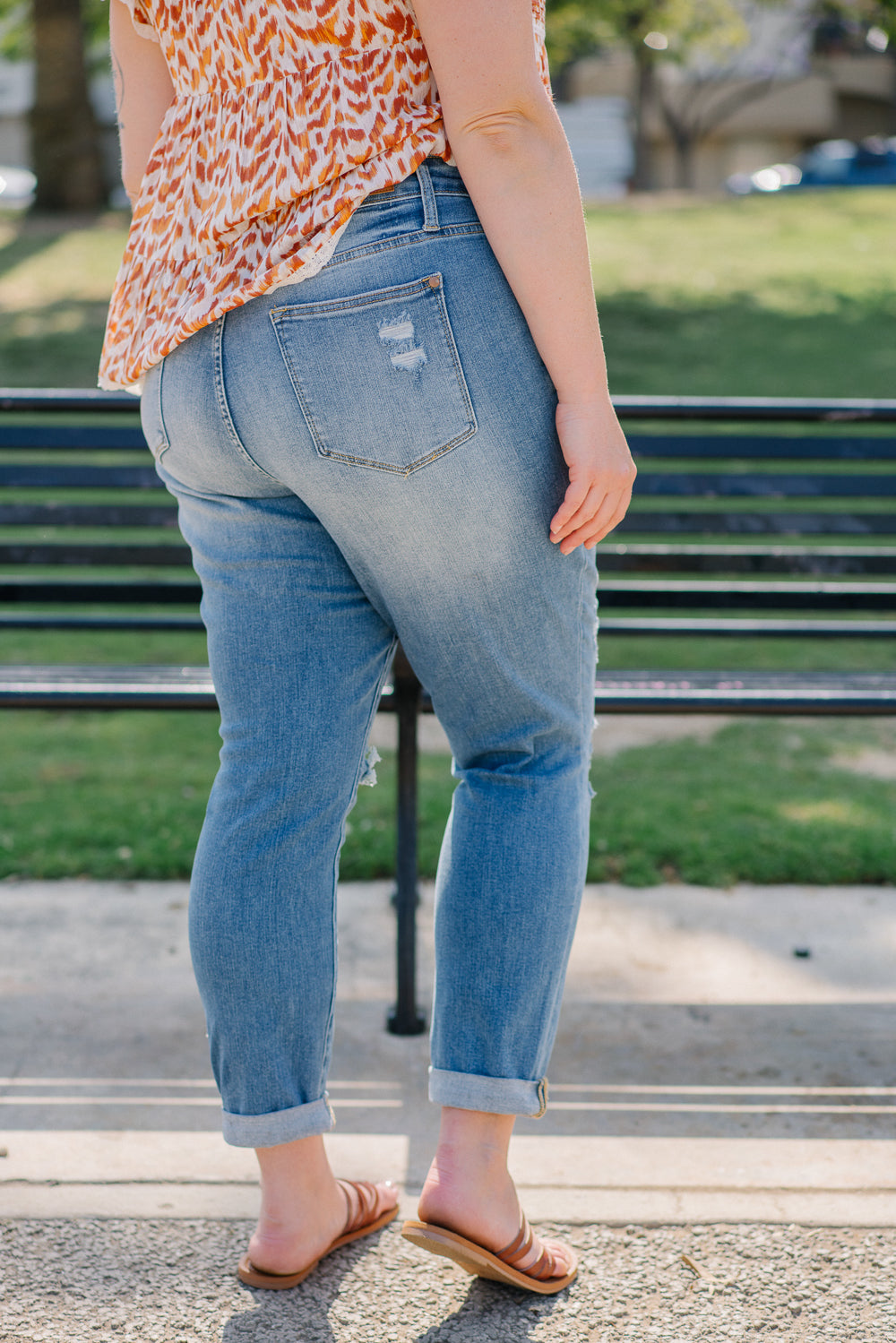 Haylee High Rise Cuffed Boyfriend Ripped Jeans - PLUS - Image 4