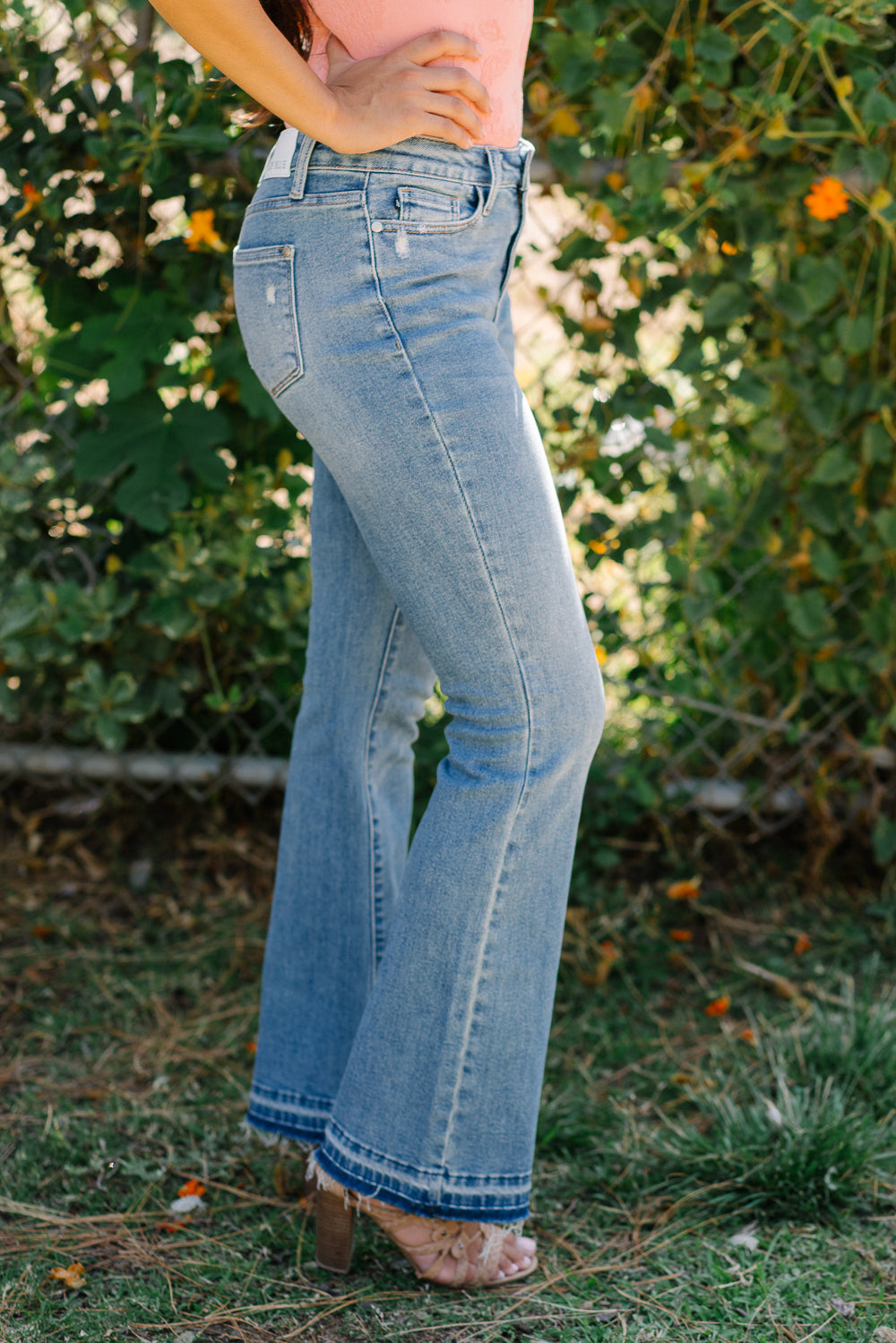 Vanessa Mid Rise Distressed & Released Hem Bootcut Jeans - Image 4
