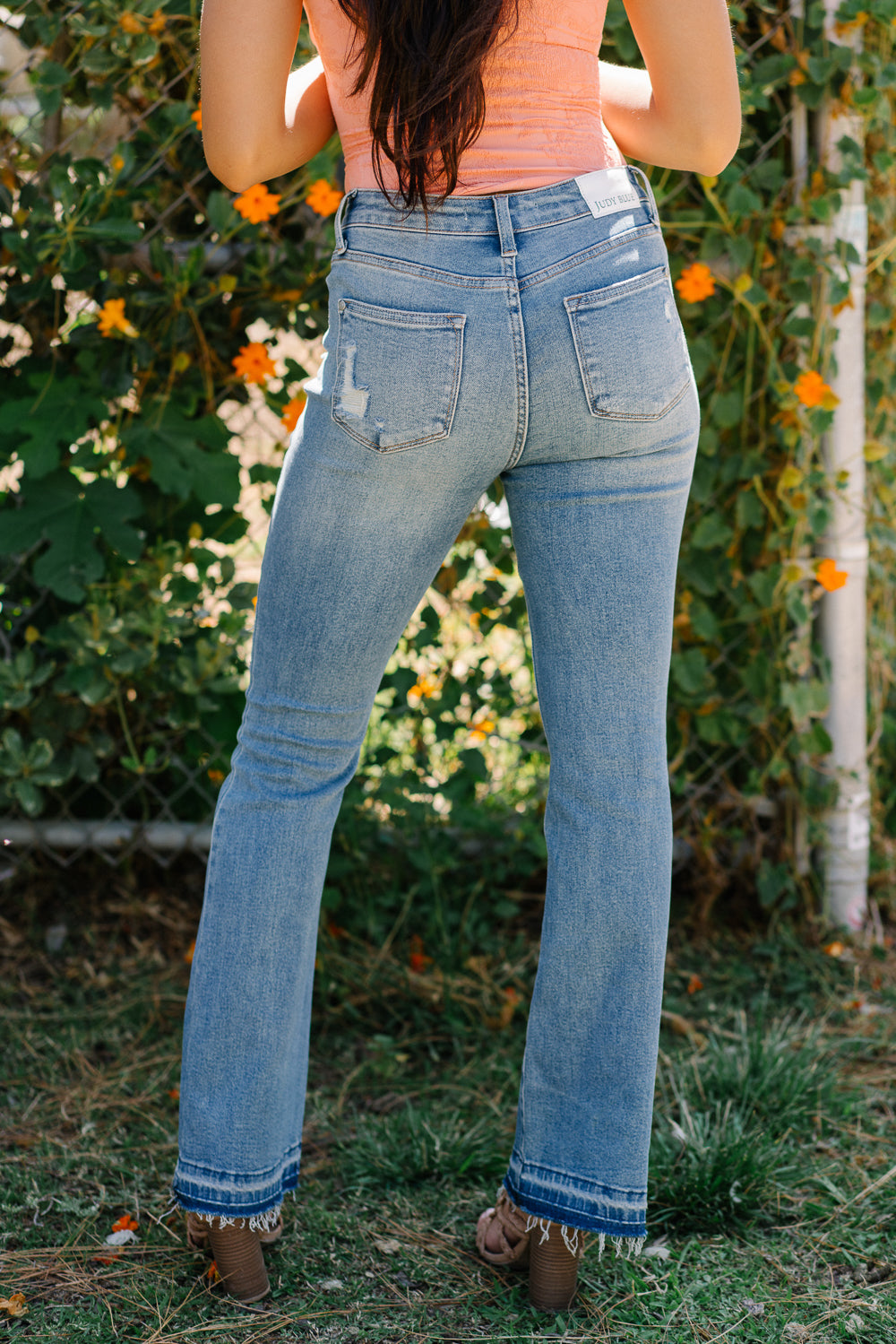 Vanessa Mid Rise Distressed & Released Hem Bootcut Jeans - Image 5